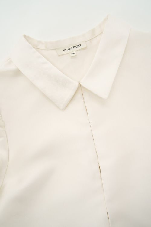 White top with short puff sleeves in satin look | My Jewellery