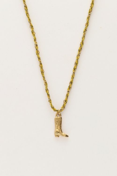 Yellow cord necklace with boot | My Jewellery