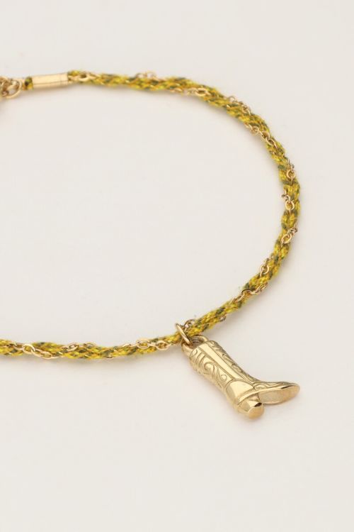 Yellow cord bracelet with boot | My Jewellery