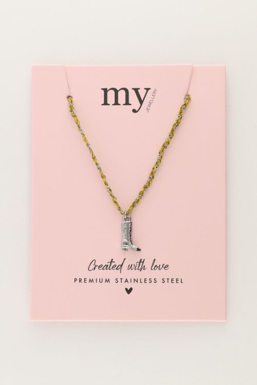 Yellow cord necklace with boot | My Jewellery