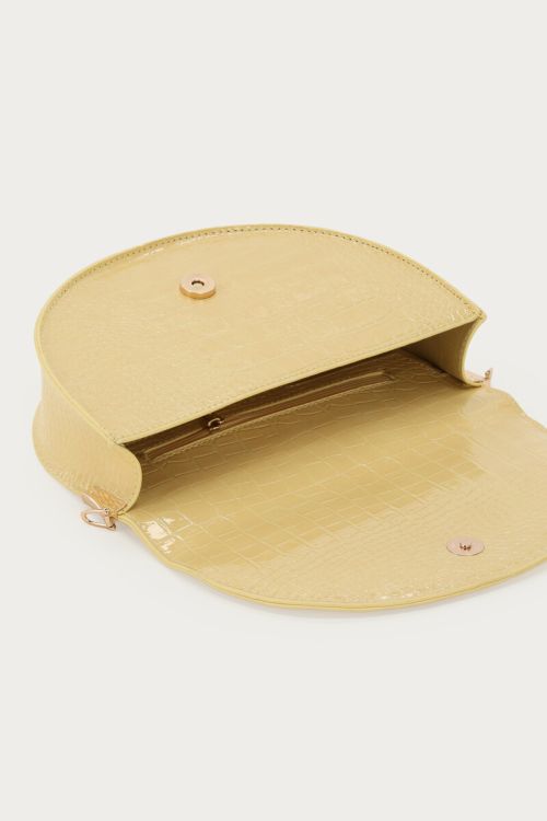 Yellow half round shoulderbag with crocodile print | My Jewellery
