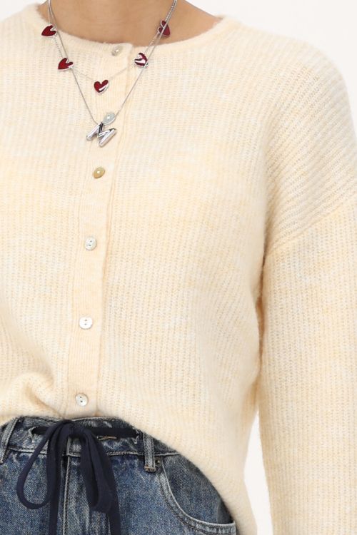 Yellow knitted cardigan with small buttons | My Jewellery