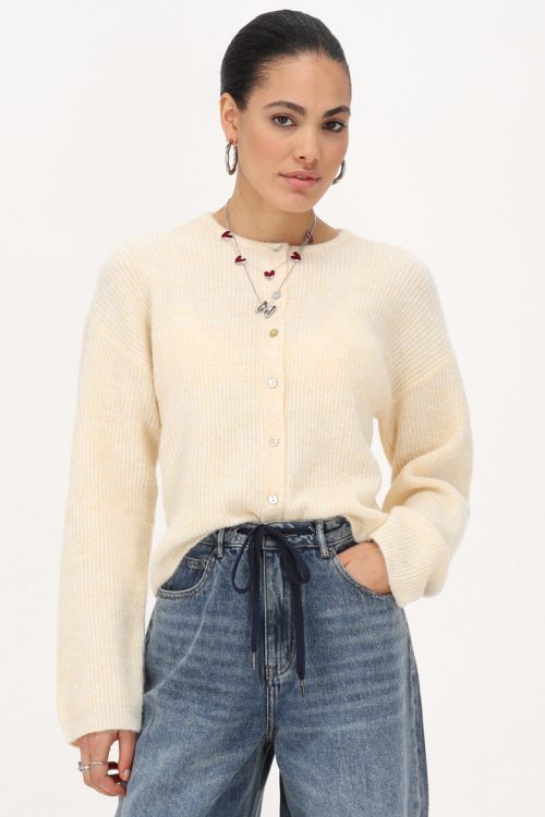 Yellow knitted cardigan with small buttons | My Jewellery