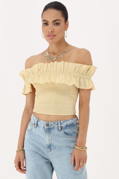 Yellow smocked top with ruffles | My Jewellery