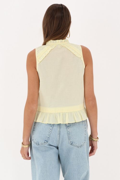Yellow top with pleats & ribbon details | My Jewellery