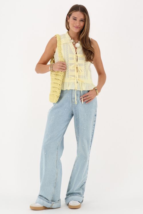 Yellow top with pleats & ribbon details | My Jewellery