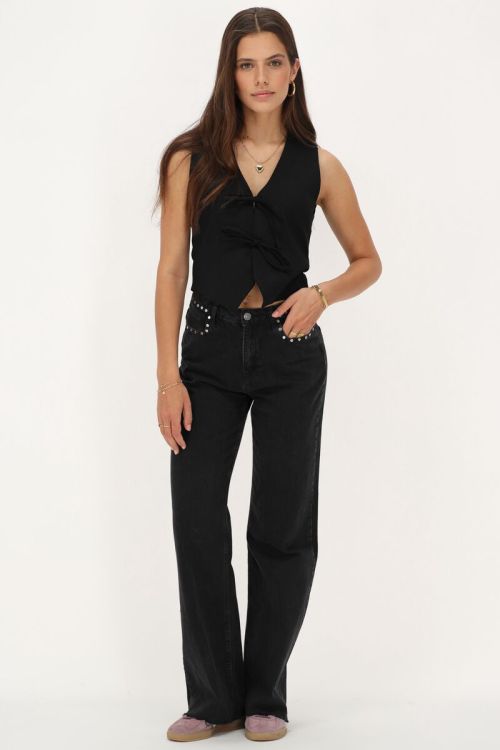 Back wide-leg jeans with studs | My Jewellery