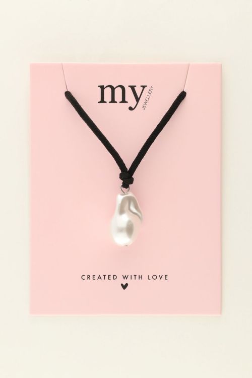 Black cord necklace with pearl | My Jewellery
