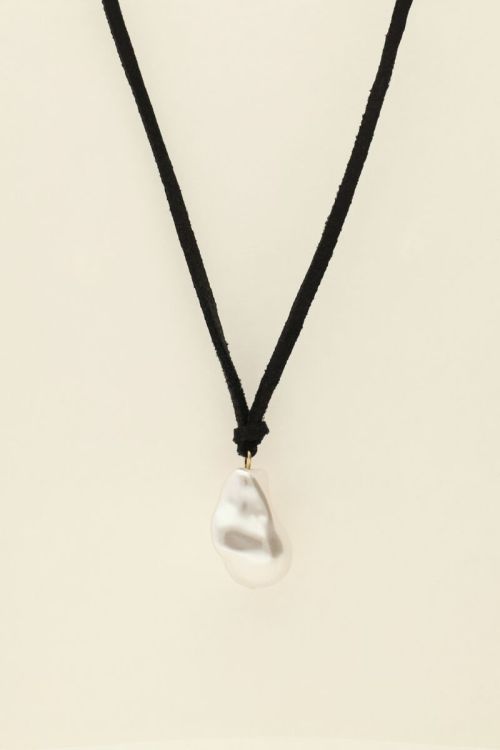 Black cord necklace with pearl | My Jewellery