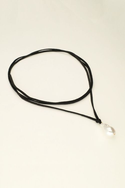 Black cord necklace with pearl | My Jewellery