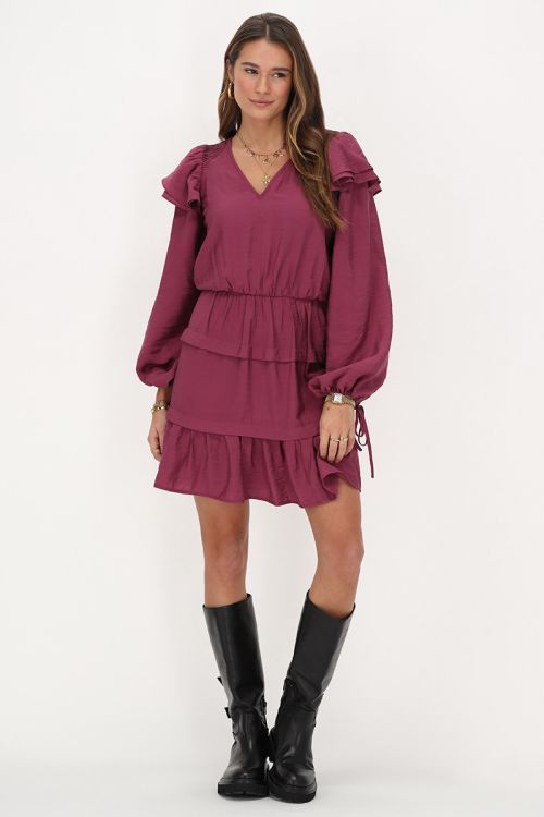 Purple dress with ruffles & wide sleeves | My Jewellery