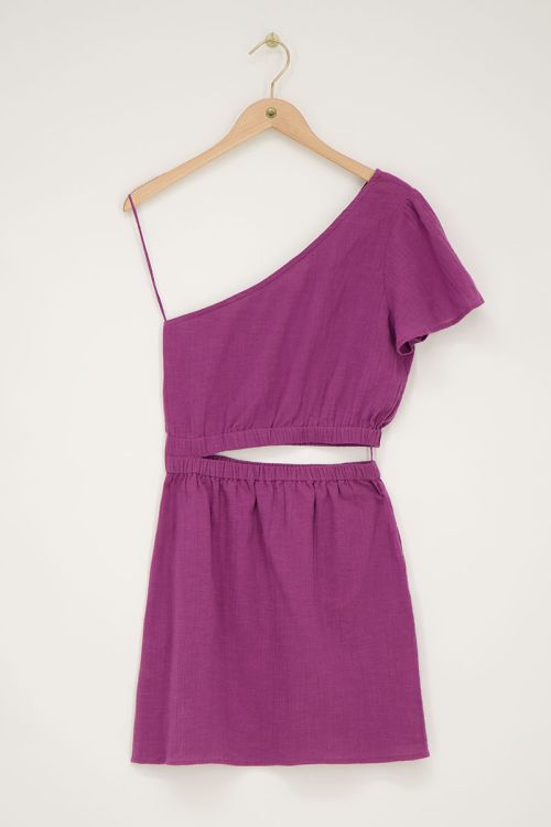 Purple one-shoulder dress with cut-out | My Jewellery