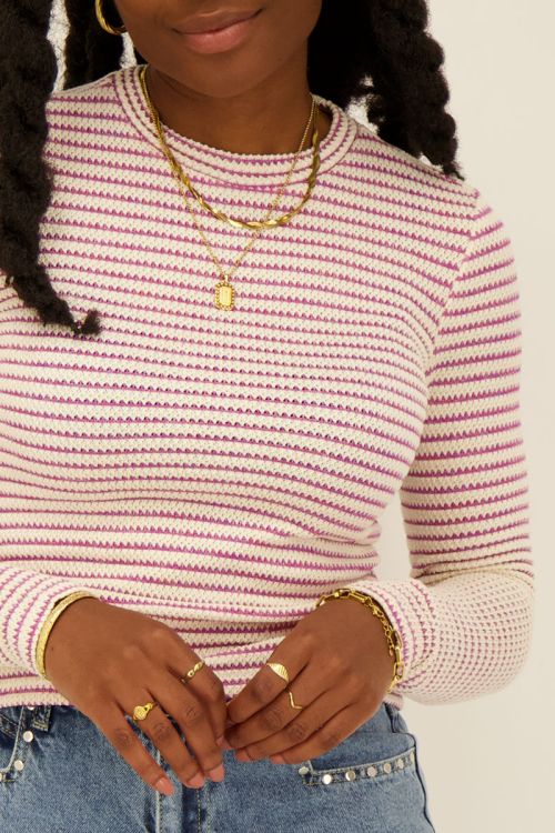 Purple roll neck striped top | My Jewellery