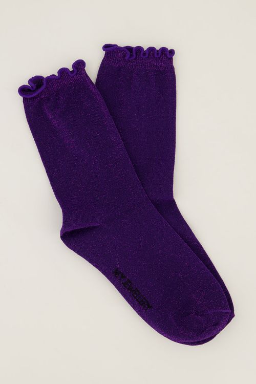Purple socks with lurex and ruffle | My Jewellery
