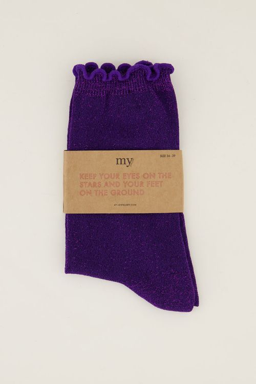 Purple socks with lurex and ruffle | My Jewellery