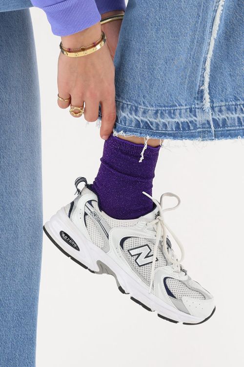 Purple socks with lurex and ruffle | My Jewellery