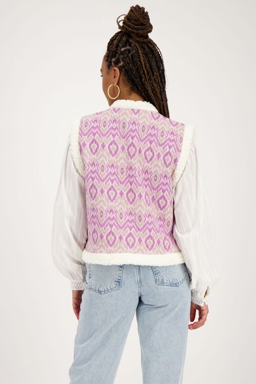 Purple teddy gilet with ikat print | My Jewellery