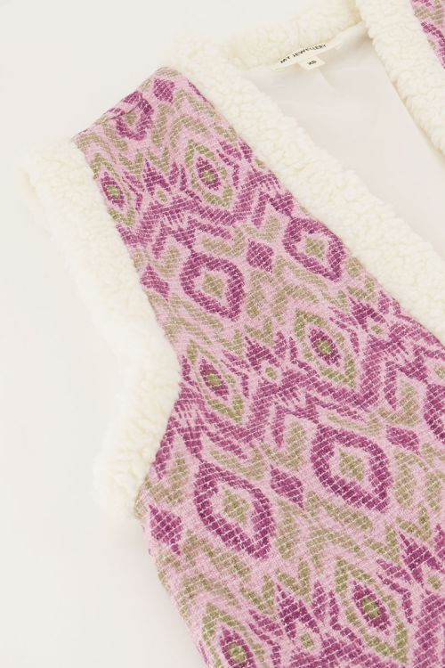 Purple teddy gilet with ikat print | My Jewellery