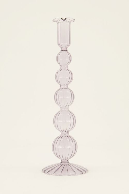 Paarse glazen kandelaar met bollingen | My Jewellery