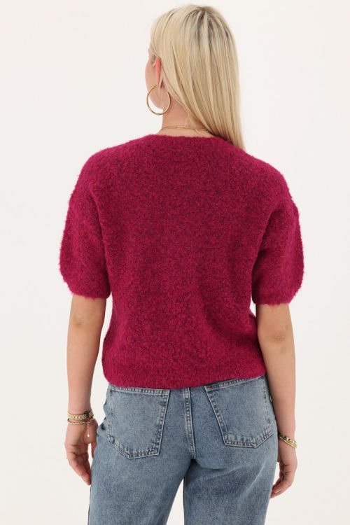 Red bouclé top short sleeves | My Jewellery