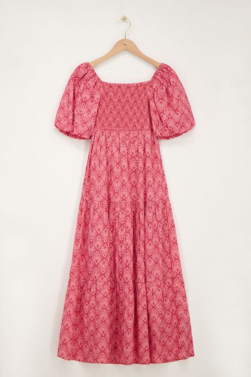 Red maxi dress with puff sleeves | My Jewellery