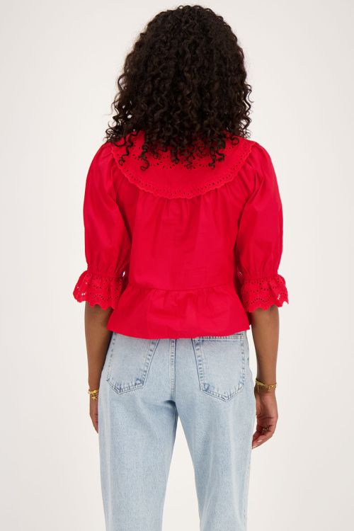 Red top with bows and embroidery | My Jewellery