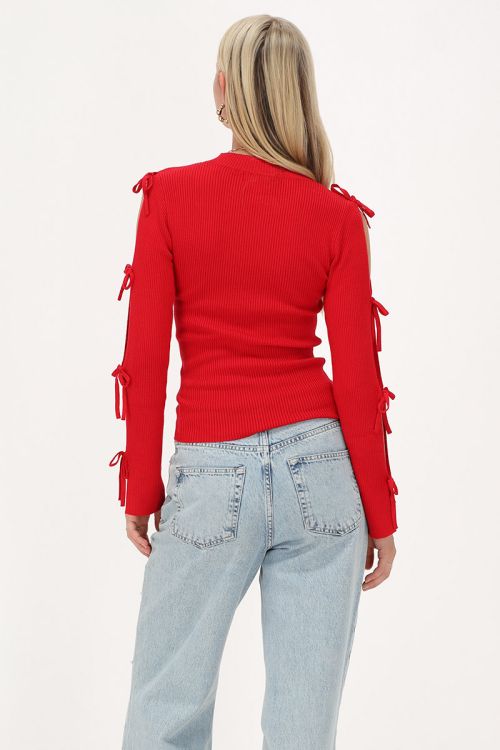 Red top with bows on sleeves | My Jewellery