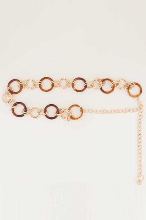 Bruine kettingriem ringen, taille riem My jewellery