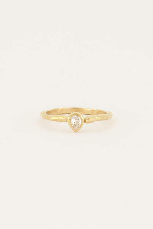 Ring met druppel & kristal
