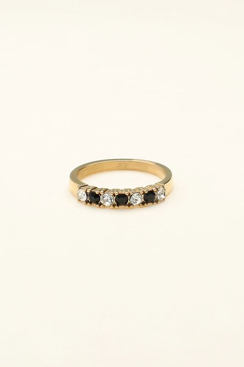 Ring with clear & black rhinestones | My Jewellery