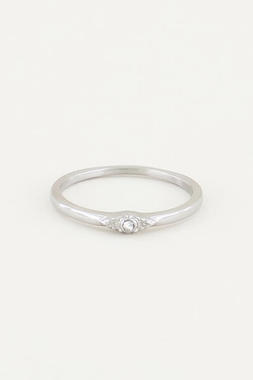 Ring vintage wit steentje, ringen met steen