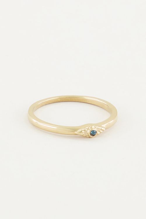 Ring vintage blauw steentje, ringen met steen