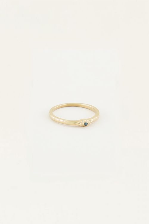 Ring vintage blauw steentje, ringen met steen