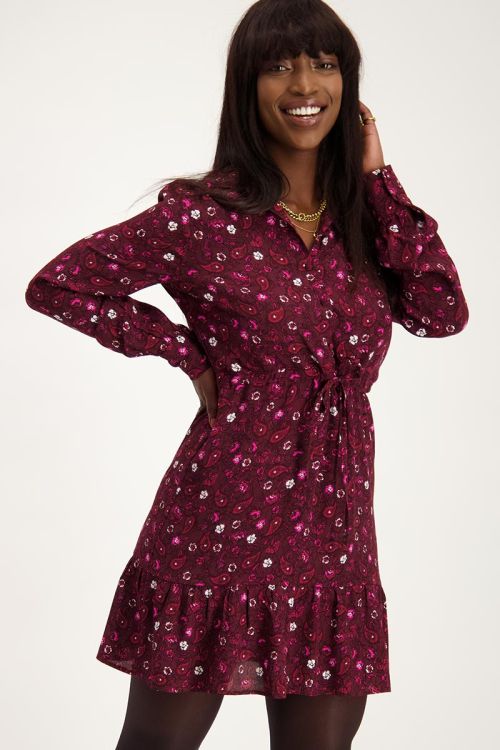 Bordeaux red dress with paisley print | My Jewellery