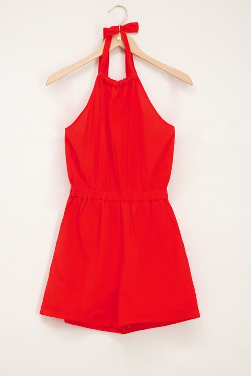 Red halterneck playsuit | My Jewellery