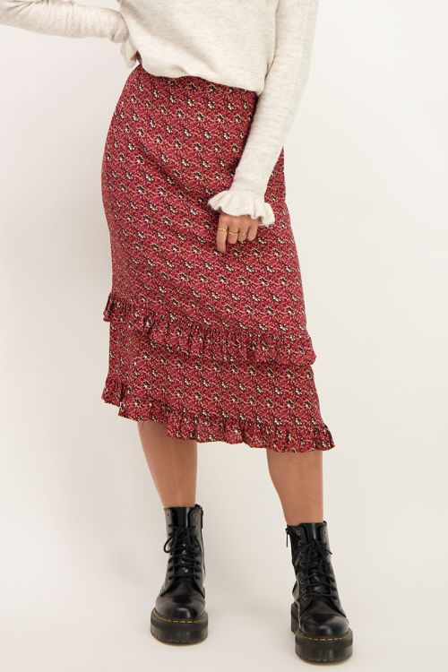 Rode midi rok met bohemian print | My Jewellery