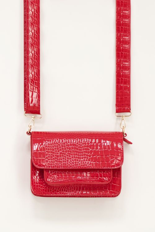 Rode schoudertas croco print| Tassen | My Jewellery