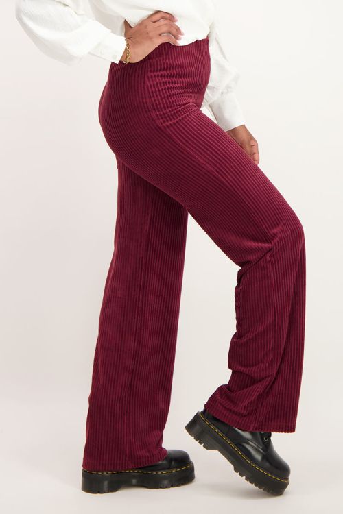 Rode wijdvallende broek met corduroy | My Jewellery