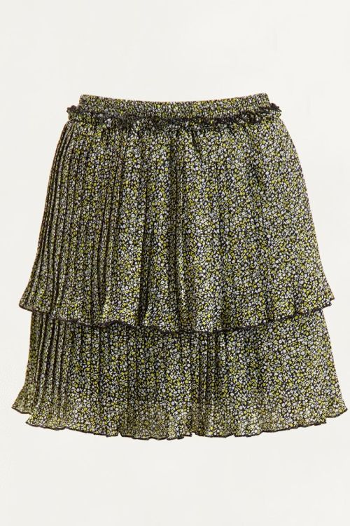 Rok laagjes & gele bloemenprint | Plooirok My Jewellery