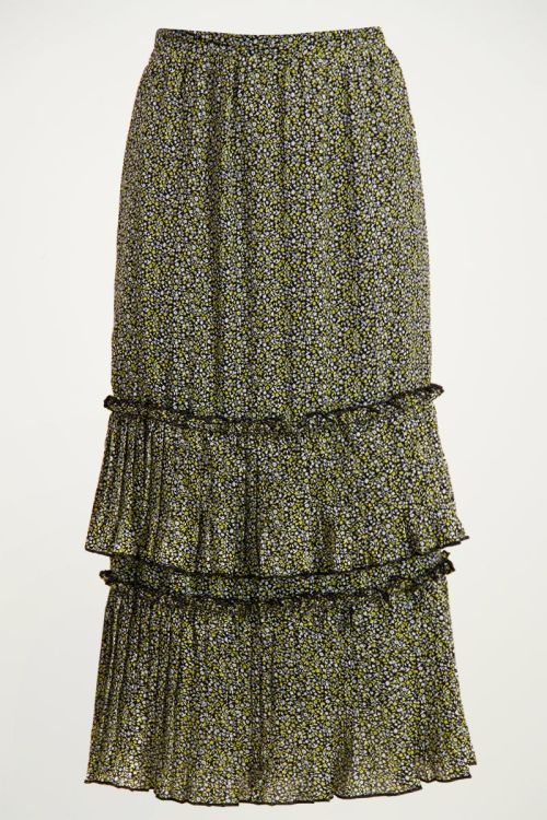 Rok laagjes & gele bloemenprint | Plooirok My Jewellery