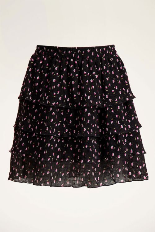 Geplooide rok laagjes & roze bloemen | A-lijn rok My jewellery