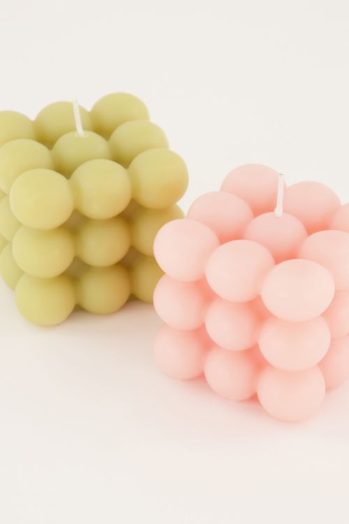 Roze kaarsen set met bolletjes