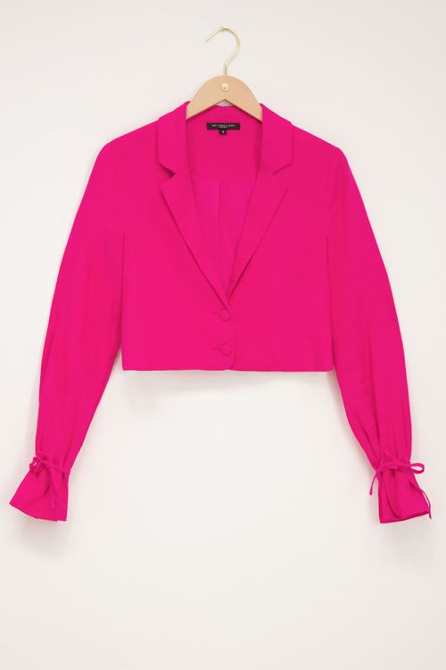 Veste courte rose en lin