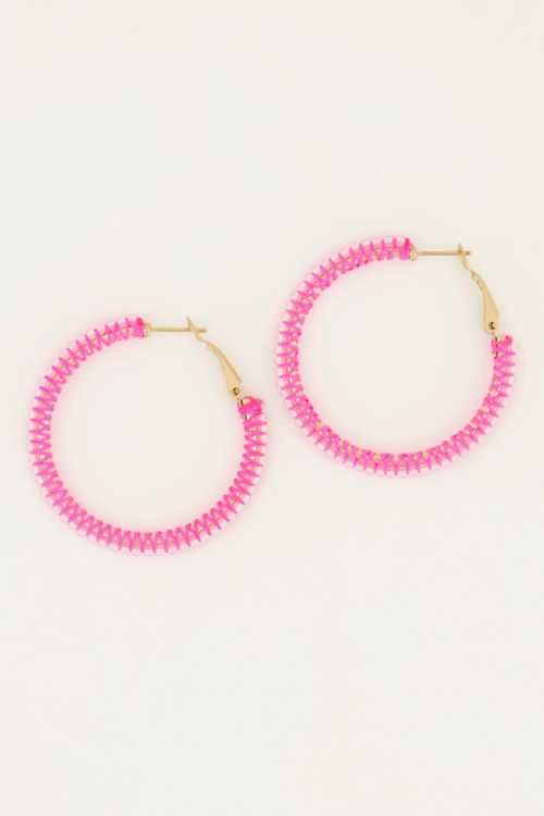 Roze oorbellen kraal rond