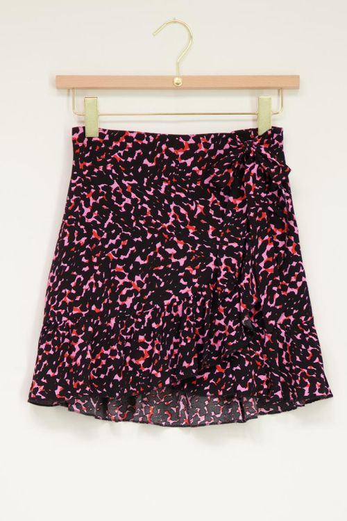 Roze overslagrok met luipaard print