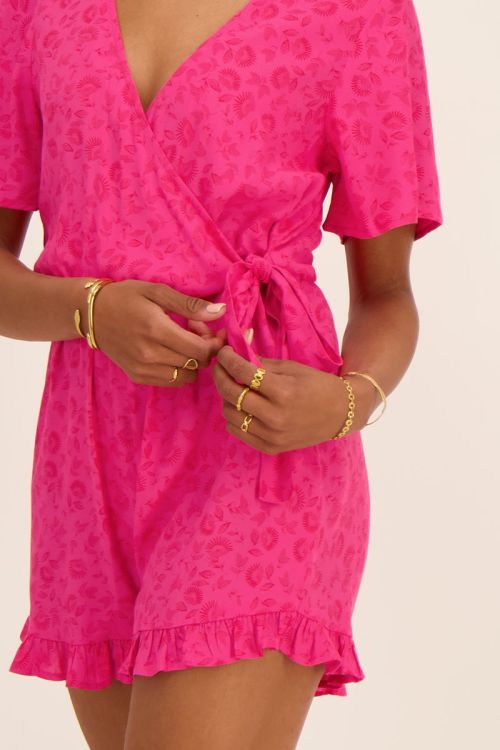 Roze playsuit met rode bloemenprint | My Jewellery