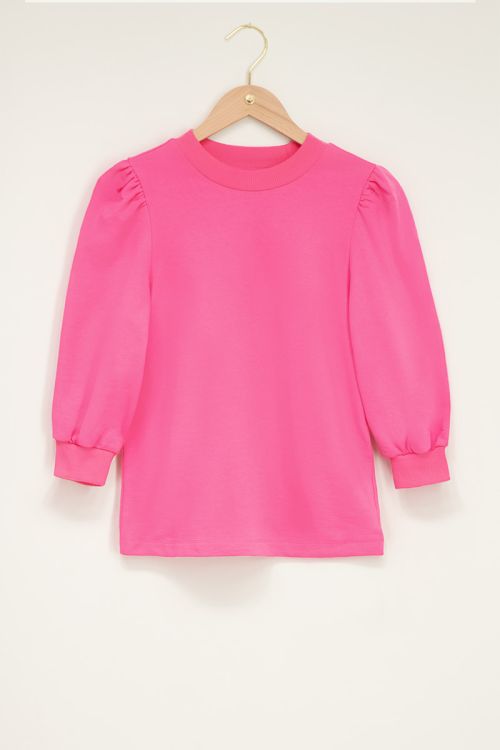 Roze sweater met korte pofmouw