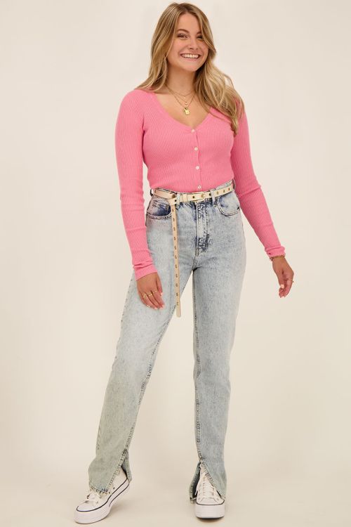 Roze vest met rib structuur | My Jewellery