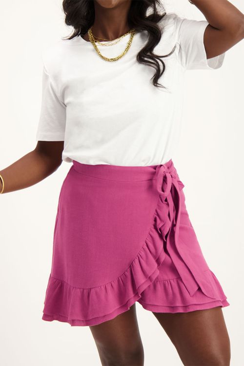 Fuchsia wikkelrok met ruffle | My Jewellery
