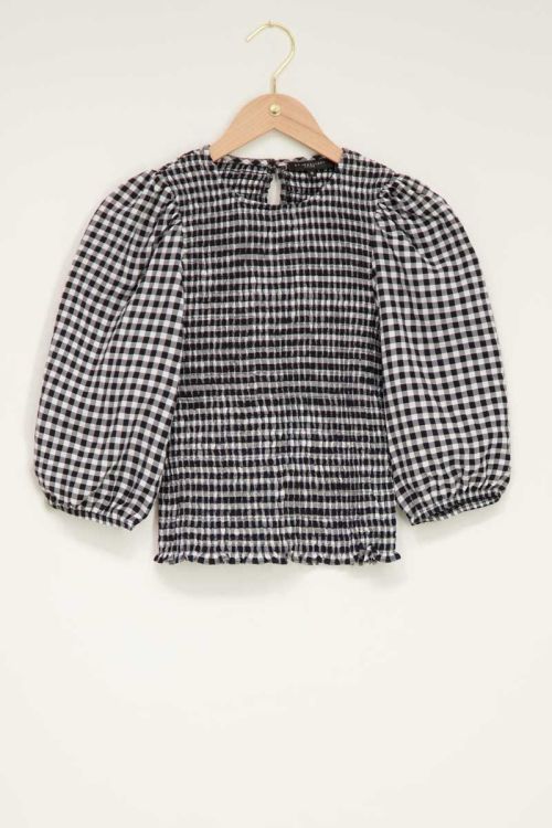 Zwart-witte checked top